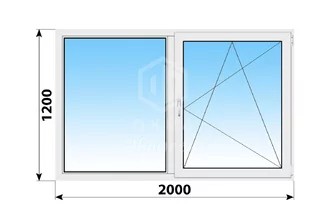 Двухстворчатое пластиковое окно 2000x1200 Г-ПО