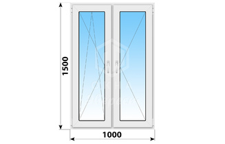 Двухстворчатое пластиковое окно 1000x1500 ПО-П