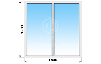 Двухстворчатое пластиковое окно 1800x1800 Г-Г