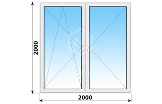 Двухстворчатое пластиковое окно 2000x2000 ПО-П