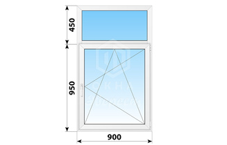 Одностворчатое пластиковое окно с глухой фрамугой 900x1400 ПО